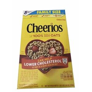 General Mills Cheerios NET WT/  1 LB 02 Oz (18Oz) (510g) Family Size Cereal
